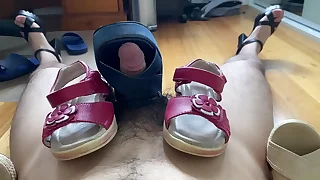 Playing with a bunch of sandals